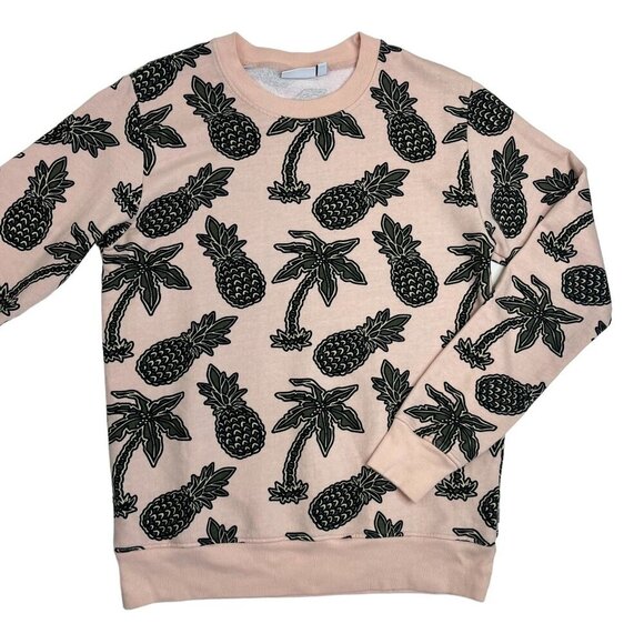 Wezc Mens Unisex Pineapple Palm Tree Print Sweat Shirt Size M Mens Womens Large - Picture 1 of 5
